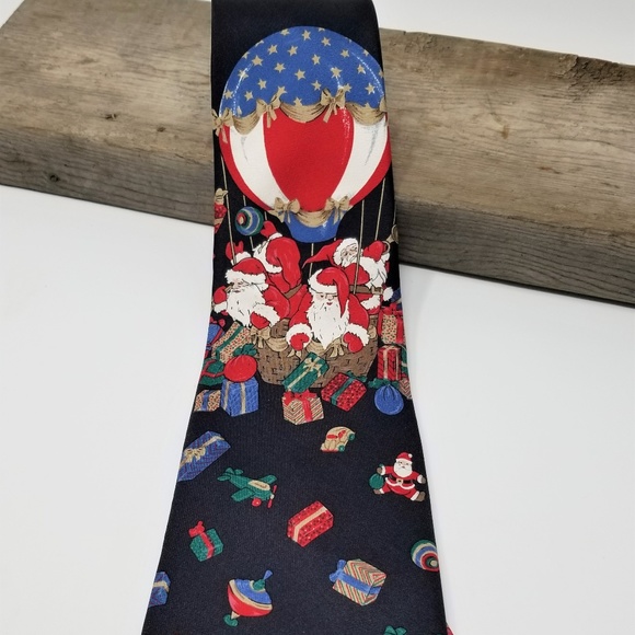 Italian Silk Tie Stafford Santa Hot Air balloon - Picture 5 of 6